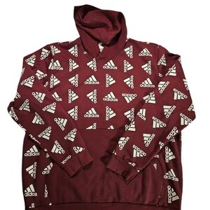 Adidas Men's Maroon Logo Hoodie